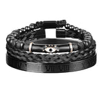 Luxury Set Enamel Eye Bracelet Roman Bracelet Royal Crown Charm Men Stainless Steel Geometry Pulseiras Open Adjustable