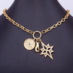 Nidin Hot Sale New Fashion Geometric Paperclip Link Chain Evil Eye Palm Shape Pendant Necklace For Women Men Jewelry