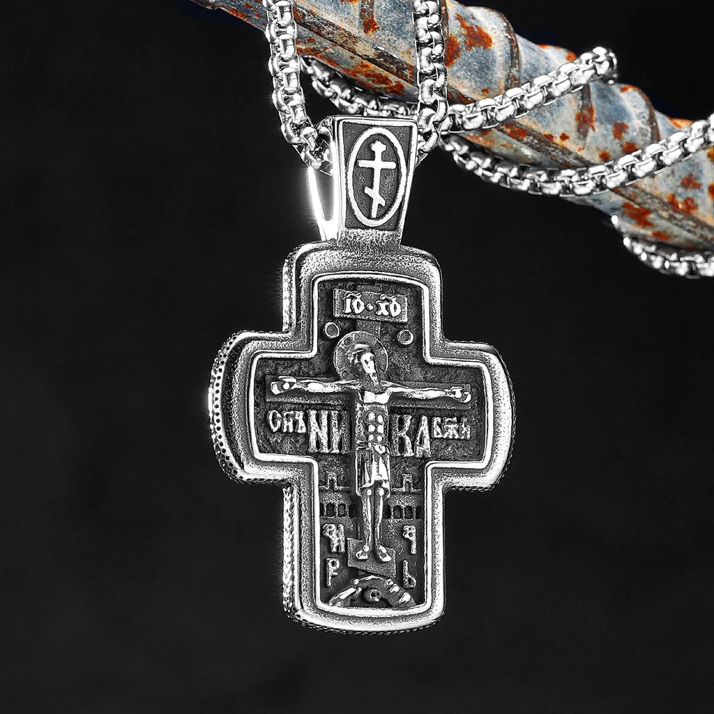 Religion Jesus Cross Stainless Steel Men Women Necklaces Pendants Chain Punk Gothic Trendy Jewelry Creativity Gift Wholesale