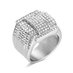Iced Out Full Crystal CZ Ring 20mm — Stainless Steel