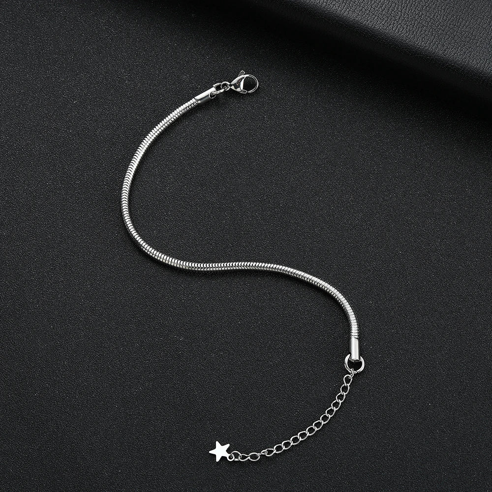 Star Snake Chain Bracelet 3mm — 316L Stainless Steel, 18cm+5cm
