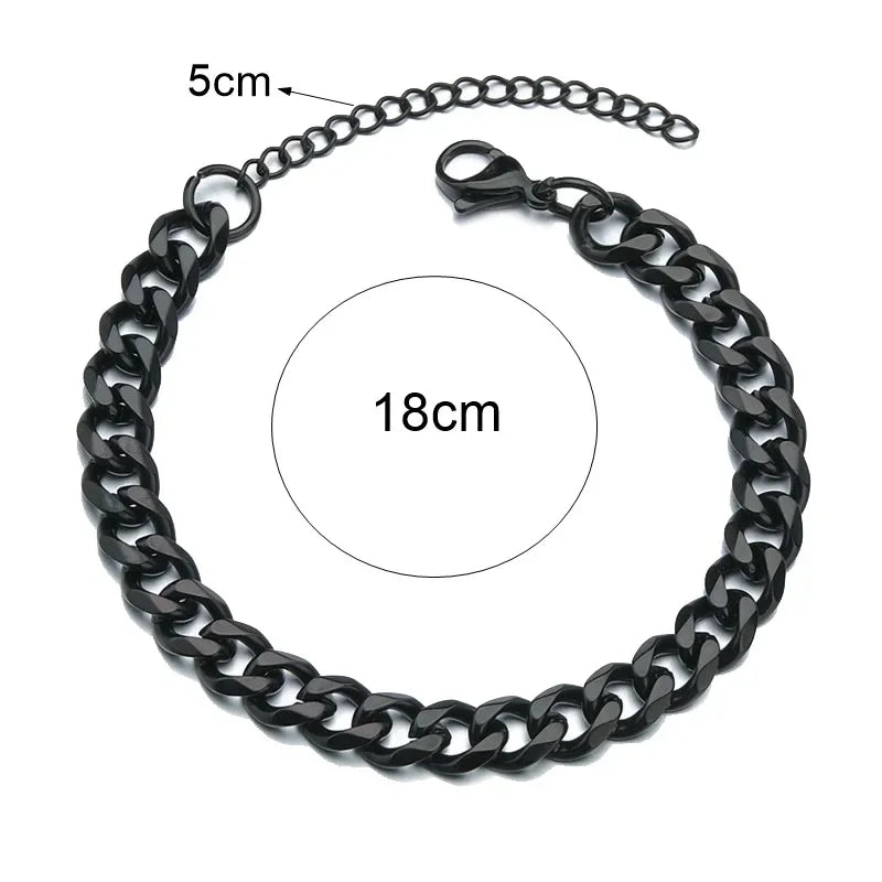 Fashion Stainless Steel Men Curb Cuban Chain Bracelet Women Bracelet On Hand For Couple Unisex Wrist Hand Jewelry Gift Party