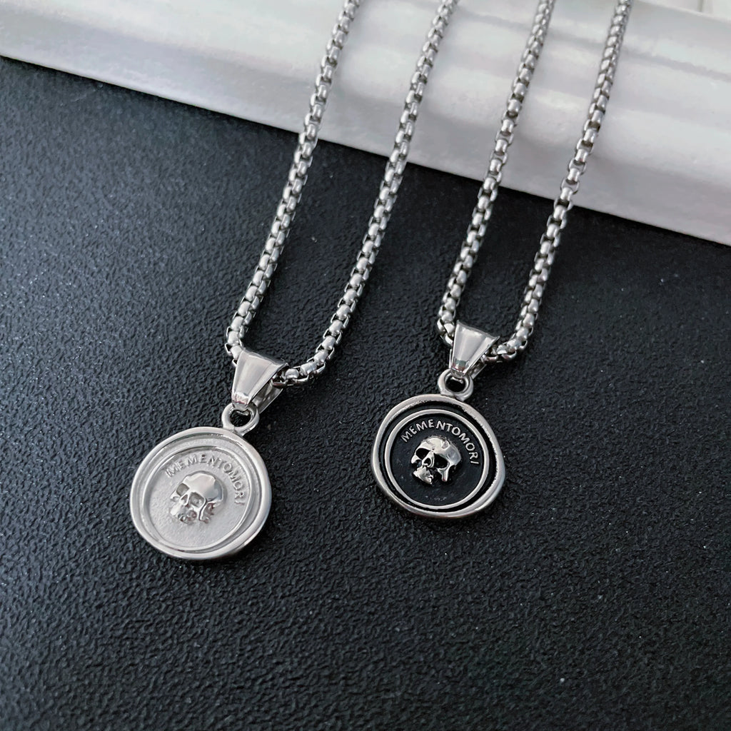 Memento Mori Skull Pendant Necklace — Stainless