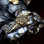 Retro Wheel Pendant with Snake Pendant Wheel of Hecate Symbol Protective Amulet Brass Jewelry Gifts for Women
