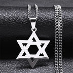 Hip Hop Star Of David Shield Hexagram Pendant Necklace for Men Fashion Stainless Steel Gold Color Chain Star Shape Jewelry Gift