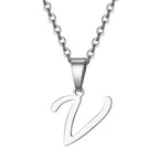 Vintage Initial Letter Pendant Necklace for Women Simple Stainless Steel Letter Glossy Clavicle Chain Choker Necklaces Jewelry