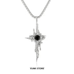 Hip Hop Lava Cross Pendant Necklace For Man Woman Non Fading Titanium Steel Pendant Clavicle Sweater Chain New Couple Jewelry
