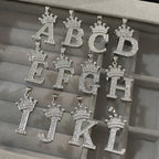 Freetry 26 Letters A-Z Zircon Crown Pendant Necklace for Women Men Punk Initial Alphabet Necklaces Hip Hop Choker Chain