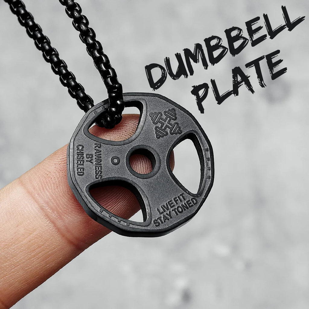 Dumbbell Pendant Necklace — Stainless Steel