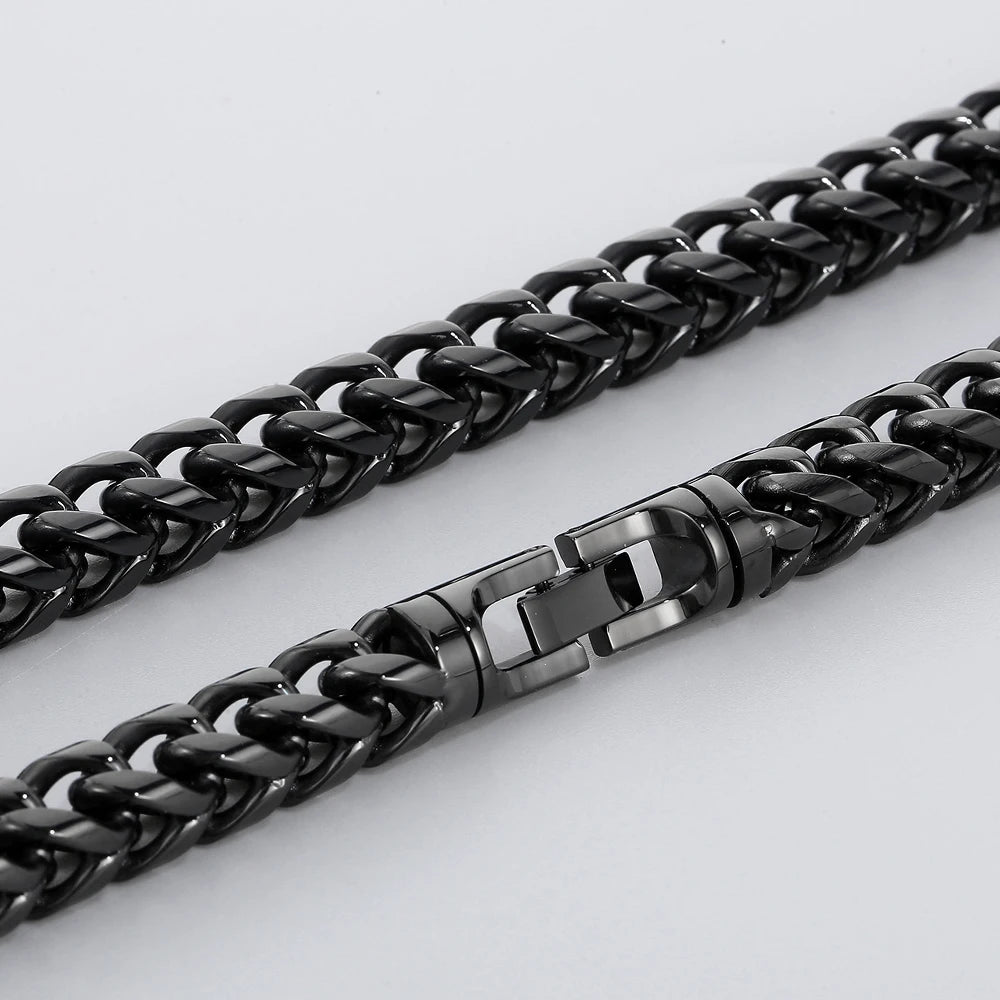 Hip-Hop Men's Necklaces Rainbow Gold Color 8/10MM Wide Stainless Steel Link Neck Chains for Men Birthday Jewelry Gift