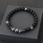 Mens Bracelet 8mm Onyx Tiger Eyes Stone Beaded Braclet Hematite Healing Braslet Cadeau Homme Leisure Accessories