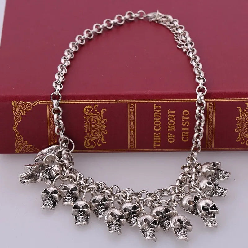 Layered Skull Choker Necklace — Gothic Vintage