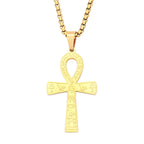 Vintage Punk Anka Cross Pendant Stainless Steel Egyptian Necklaces For Men Women Unique Rune Amulet Jewelry Gifts