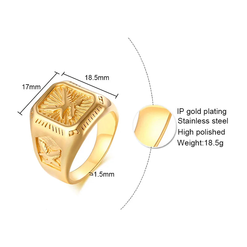 Eagle Signet Ring — Gold Stainless Steel