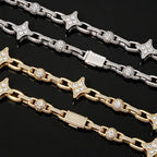 NUOYA Star Cuban Link Chain Gold Silver Color Iced Out CZ Zircon Hip Hop Necklace For Men Women Bling Bling Jewelry