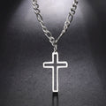 Hollow Cross Pendant Necklace for Men Women Stainless Steel Figaro Chain Necklace Punk Choker Jewelry for Party Gift