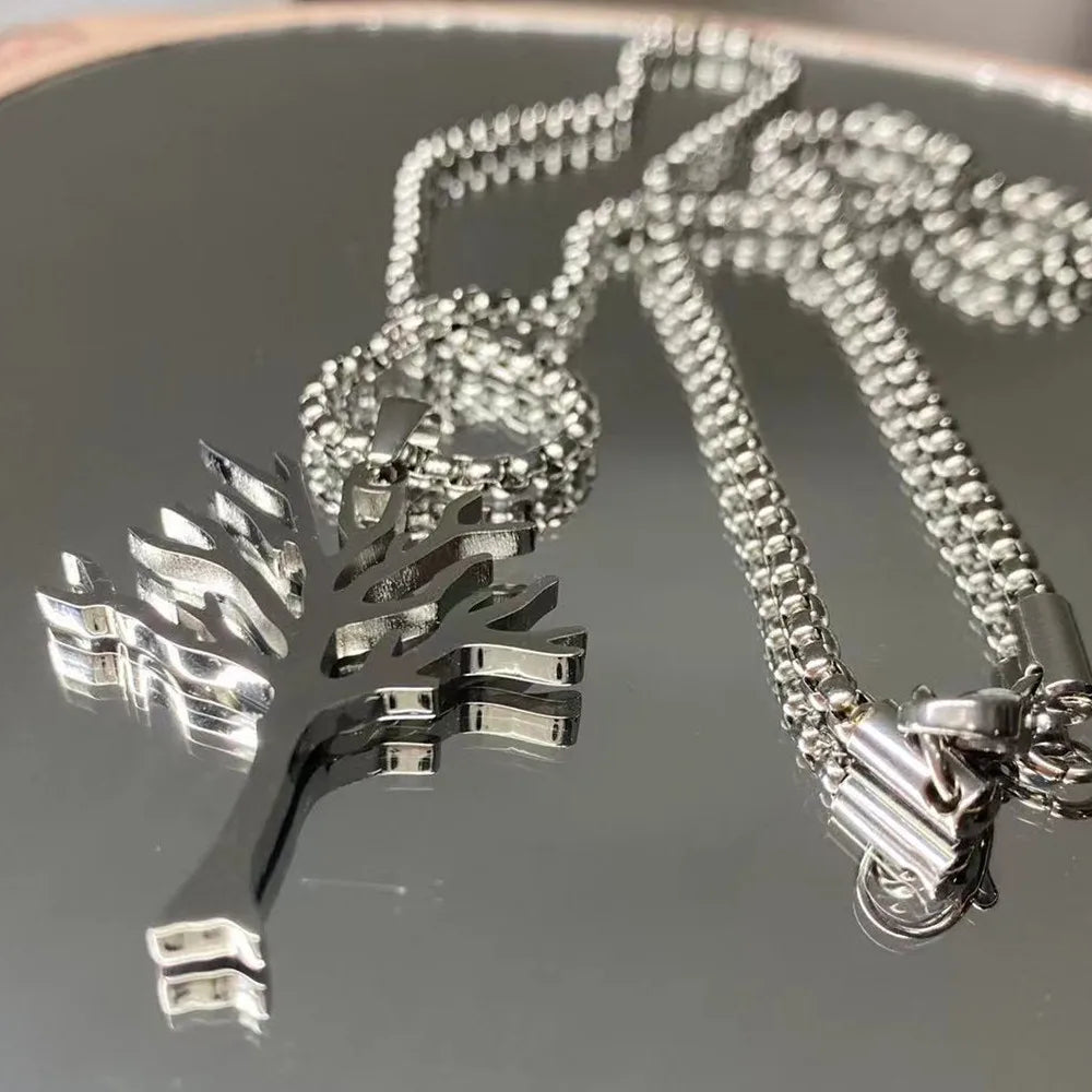 Titanium Steel Tree of Life Pendant Necklace Hip Hop Style High Quality Stainless Steel Jewelry for Men and Women