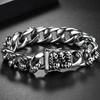 Men's Cast 316l Stainless Steel Skull Link Bracelet Man Punk Gothic Skeleton Head Wristband Biker Rock Chain Jewelry