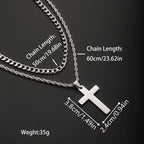 2PCS/SET INGCHAU Fashion Stainless Steel Twisted Chain Cross Necklace for Men Stacked Cuba Chain Necklace Men Spiritual Jewlery