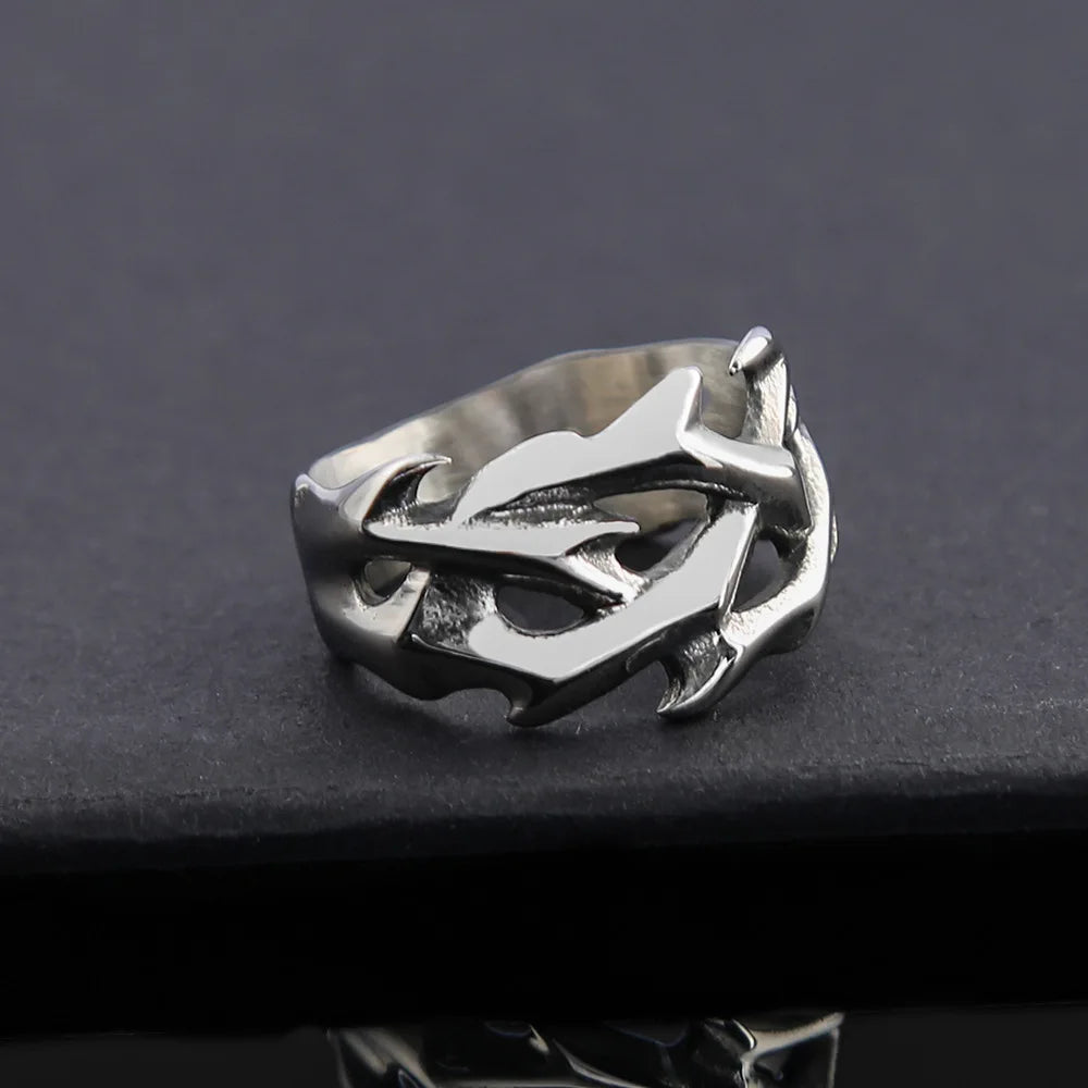 Nordic Viking Hollow Thorns Ring Vintage Cool — Stainless Steel