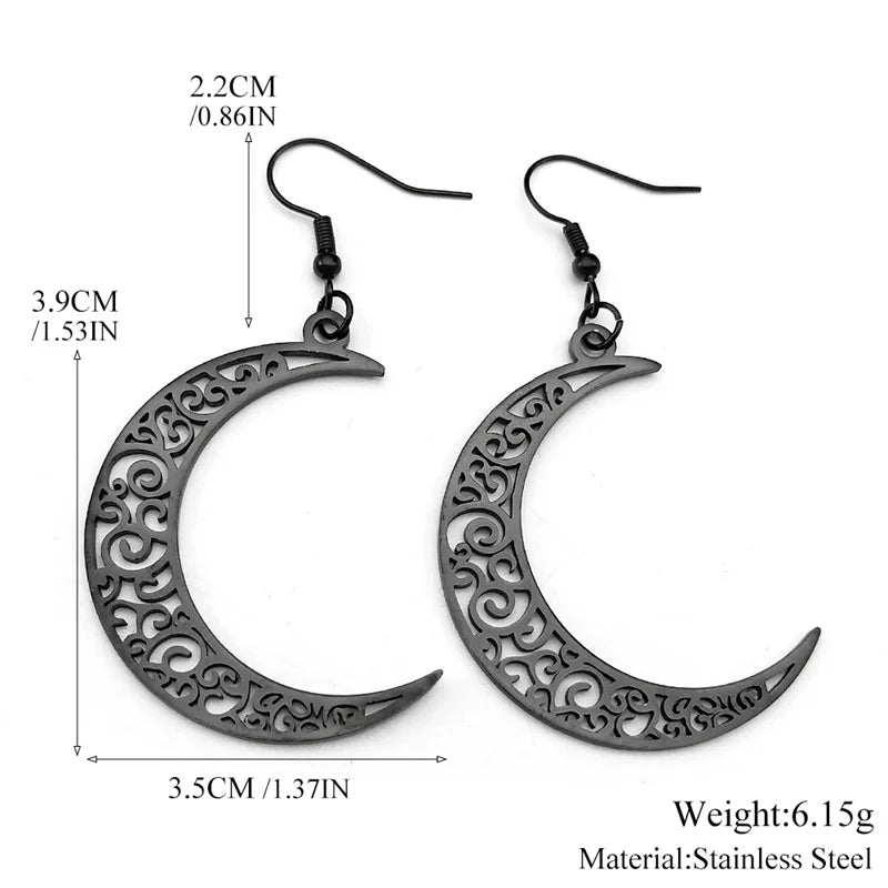 Tree Of Life Gold Earrings Hollow Crescent Moon
