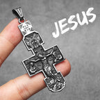 Retro Jesus Cross Pendant — Stainless Steel