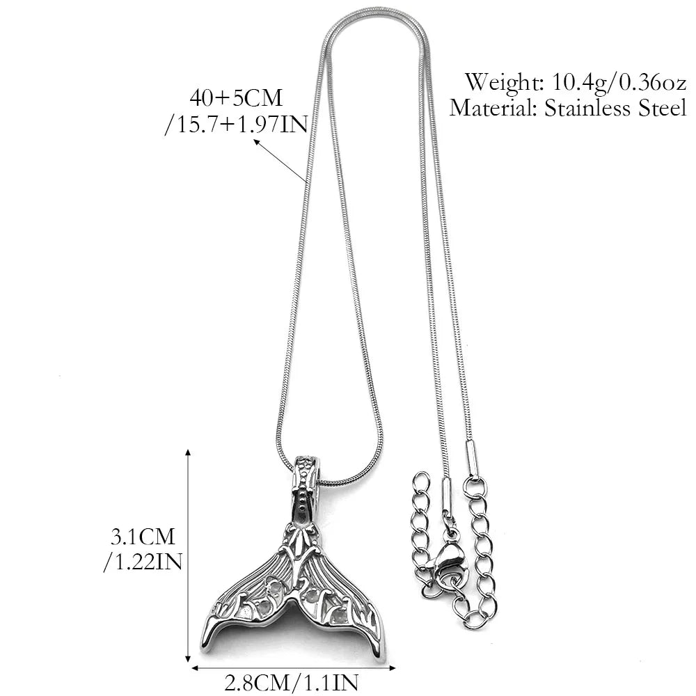 Whale Tail Pattern Pendant Necklace For Women Men Stainless Steel Silver Color  Hiphop Male Party Wedding Choker Jewelry Gifts