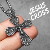 Cross Jesus Pendant Necklace Stainless Steel Retro