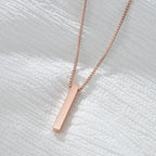 Vertical Blank Bar Pendant Necklace — Stainless Steel