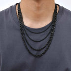 Vnox 2/3/4/5mm Width Black Stainless Steel Twisted Chain Necklaces for Men Women, Unisex Links Collar Minimalist