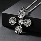 Saint Benedict Cross Medal Necklace — Silver, Stainless Steel