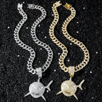 Big Size Shark Pendant Necklace For Men Hip Hop Bling Jewelry With 13mm Iced Out Rhinestone Miami Cuban Chain Fashion