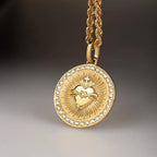 Elegant Gold Color Sacred Heart Pendant for Women Men Flaming Sacred Heart Jesus Cross Necklace With Rhinestones CZ Necklace