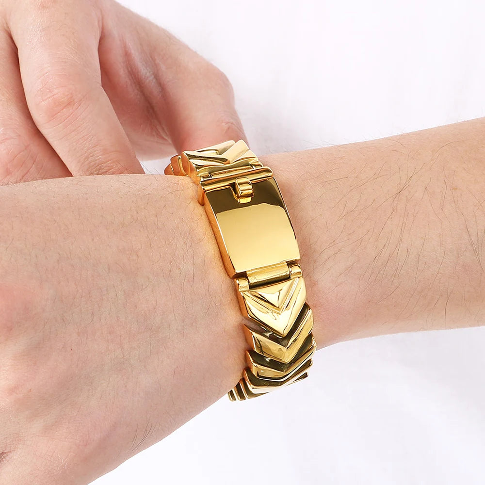 V-Shaped Snake Bone Chain Bracelet for Man High Polished 316l Stainless Steel Men's Bracelets Punk Rock Statement