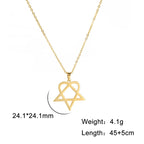 Classic simple Heartagram Star Heart Stainless Steel Pendant Necklace jewelry