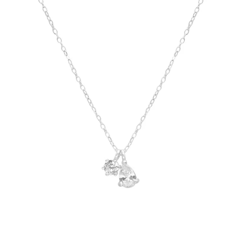 Mini Shiny Delicate 925 Sterling Silver Teardrop-shaped Zircon Pendant Choker Necklace for Woman Collarbone Chain Jewelry Gifts