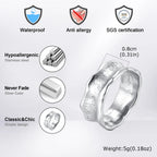Men's Stainless Steel Vintage Irregular Hammered Ring High Polished 8mm Wide Band Ring Fashion Statement Jewelry Gift for Men