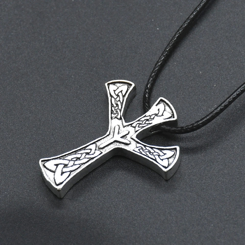 Viking Rune Algiz Pendant Necklace — Zinc Alloy