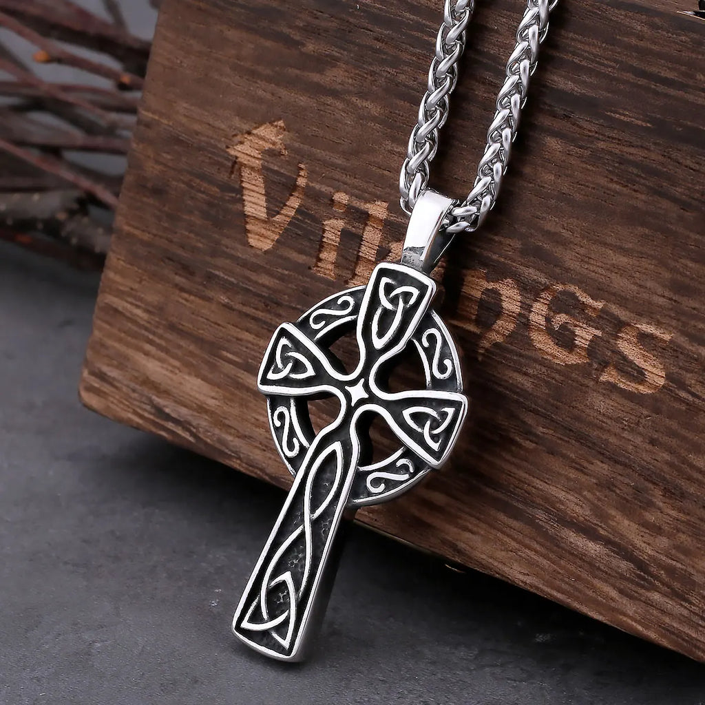 Vintage Cross Pendant Necklace — Stainless Steel