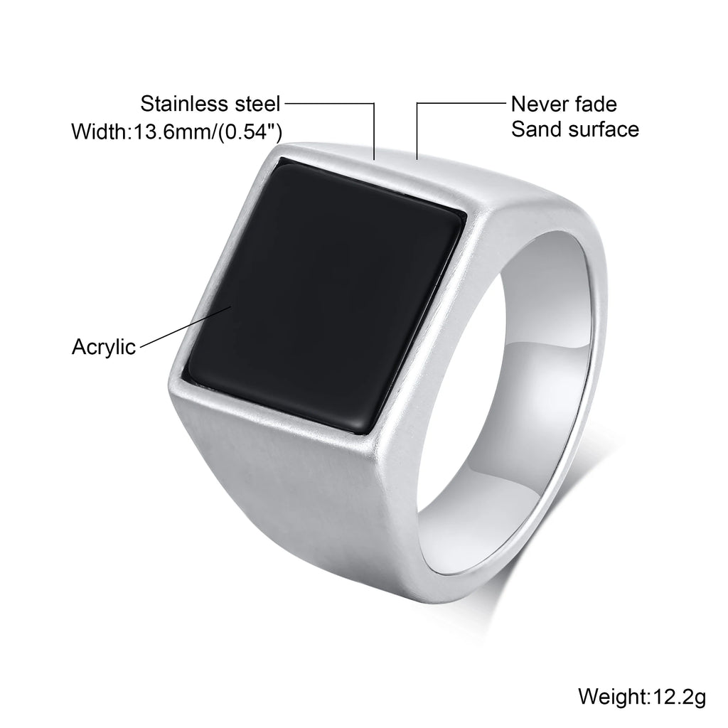 Square Signet Ring — Stainless Steel