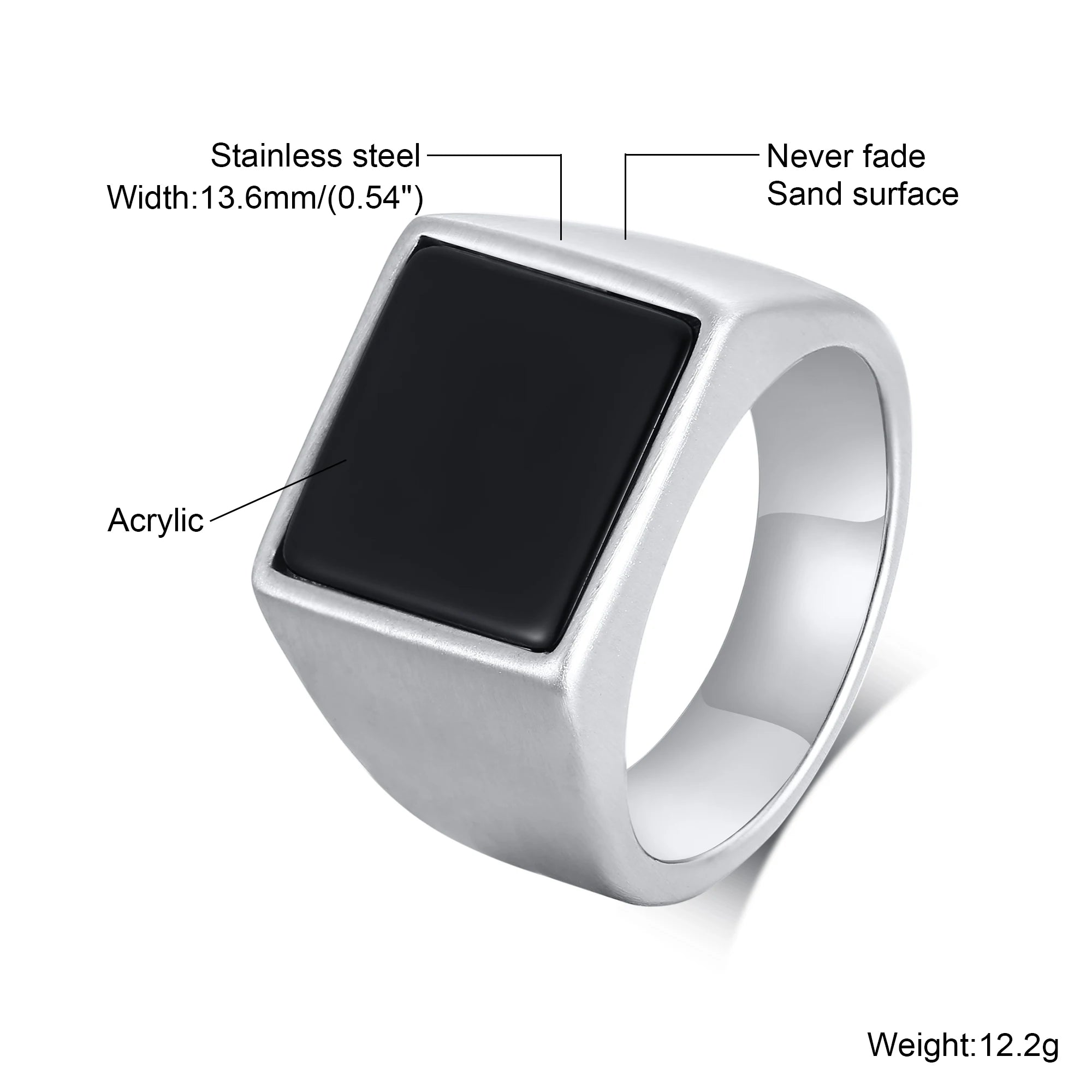 Square Signet Ring — Stainless Steel