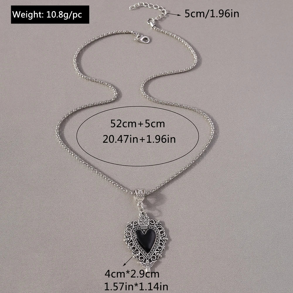 Gothic Skull Love Heart Necklace for Women Men Religious Crucifix Necklaces Punk Jewelry Gifts