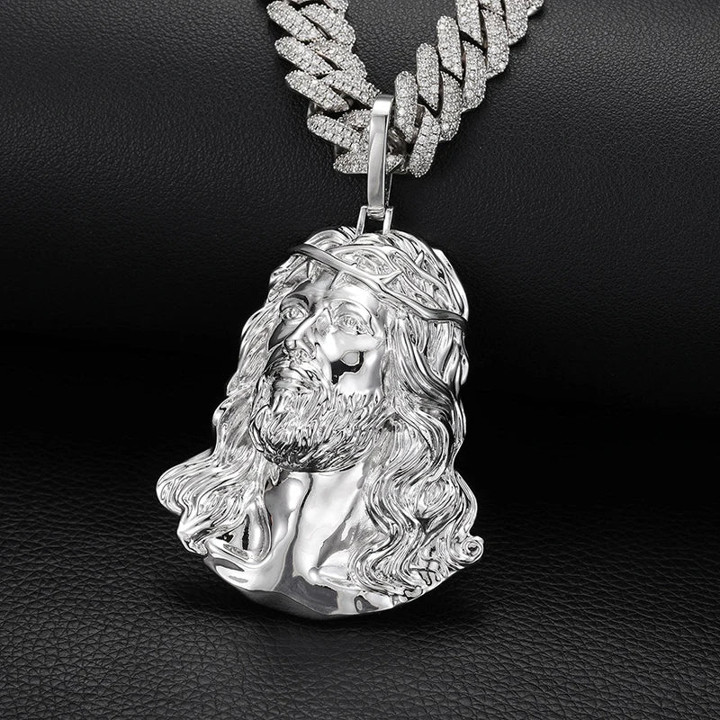 Hip Hop High Polishing Bling JESUS PIECE Pendants Necklace Men Rapper Jewelry Gold Silver Color