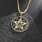 Witch Knot Necklace Celtic Knot Pendant Stainless Steel Amulet Triskelion Ankh Cross Pentagon Jewelry Birthday Gift for Women