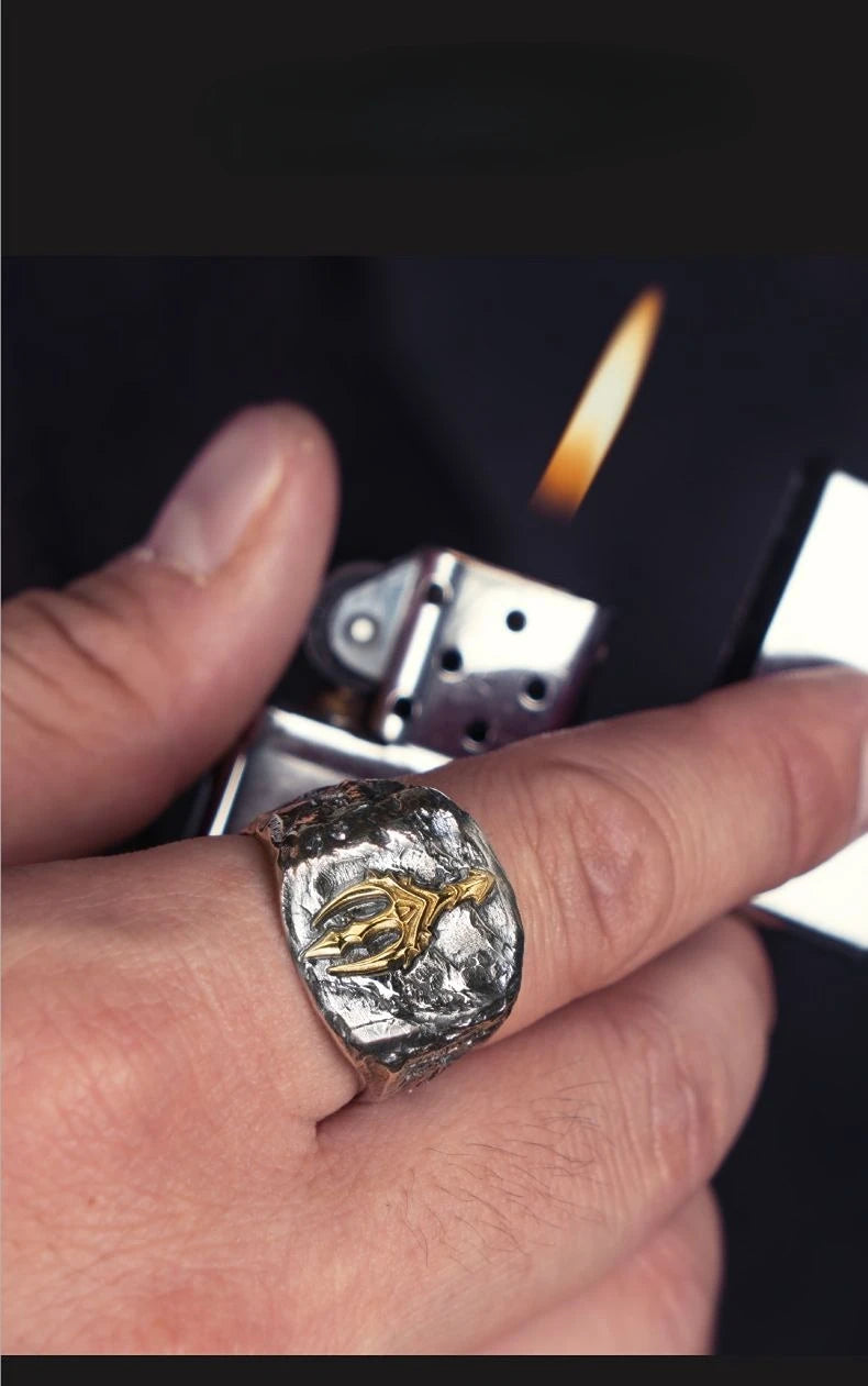 Silver Trident Open Ring — Vintage Gothic Punk