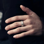 Trendy Cracked Stone Pattern Ring For Men Jewelry Popular 925 Silver Ring Retro Male Party Accessories