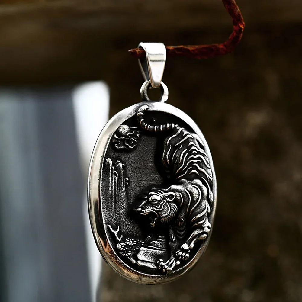 Tiger Head Pendant Necklace — Stainless Steel