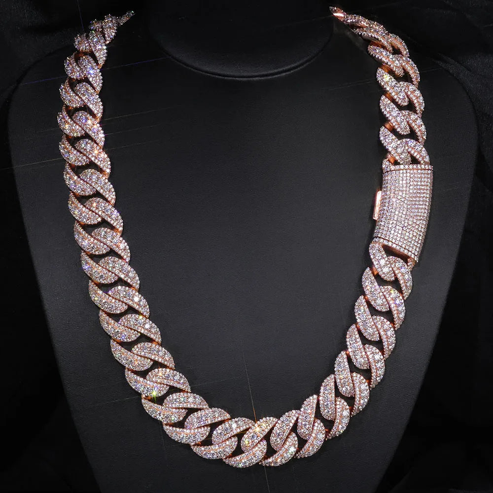 Iced Out Miami Cuban Chain 22mm — Rose Gold