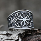 Nordic Viking Stainless Steel Ring Compass Tree of Life Viking Rune Wolf Men and Women Ring Jewelry Factory Wholesale