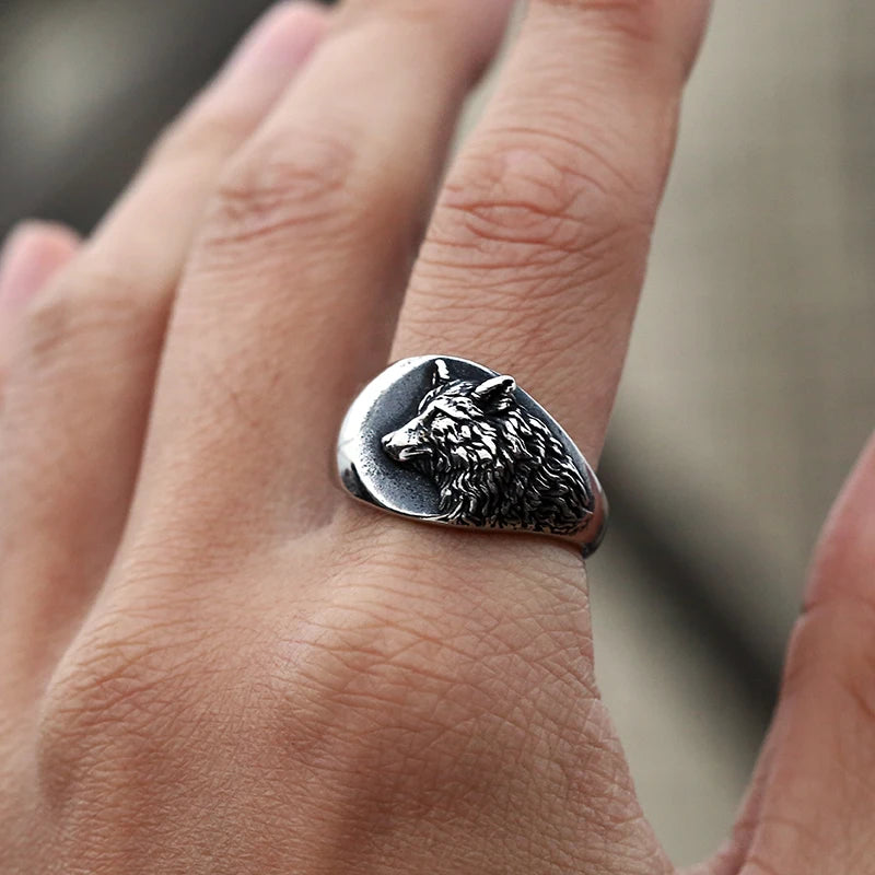 Dropshipping Vintage 316L Stainless Steel Viking Nordic 3D Wolf Of Thor Norse High Quality Wolf Animal Jewelry Men Ring
